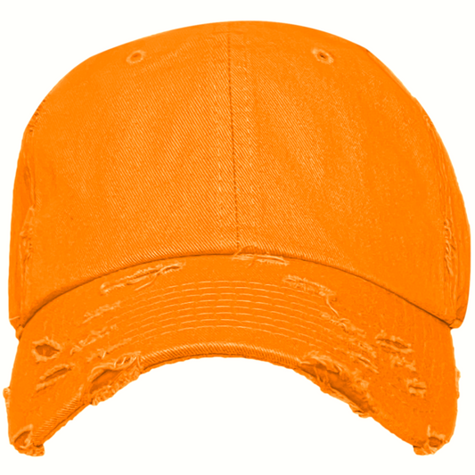 Blank Dad Hat - Orange Distressed Baseball Cap