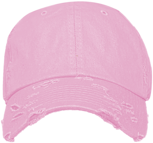 Blank Dad Hat - Pink Distressed Baseball Cap