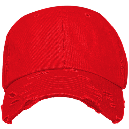 Blank Dad Hat - Red Distressed Baseball Cap