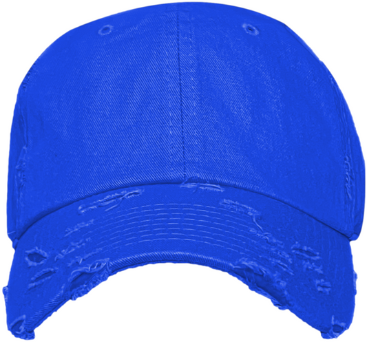 Blank Dad Hat - Royal Blue Distressed Baseball Cap