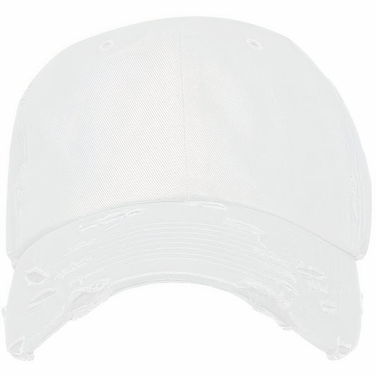 Blank Dad Hat - White Distressed Baseball Cap