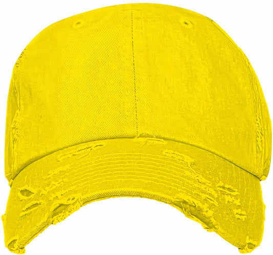 Blank Dad Hat - Yellow Distressed Baseball Cap