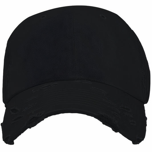 Blank Dad Hat - Black Distressed Baseball Cap